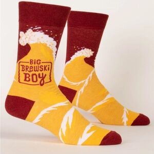 Blue Q Big Brewski Men’s Socks - Red and Yellow NWT